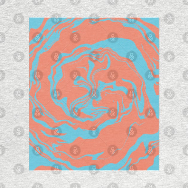 Bleu and Orange Retro Pattern Liquid Swirls by Jennggaa